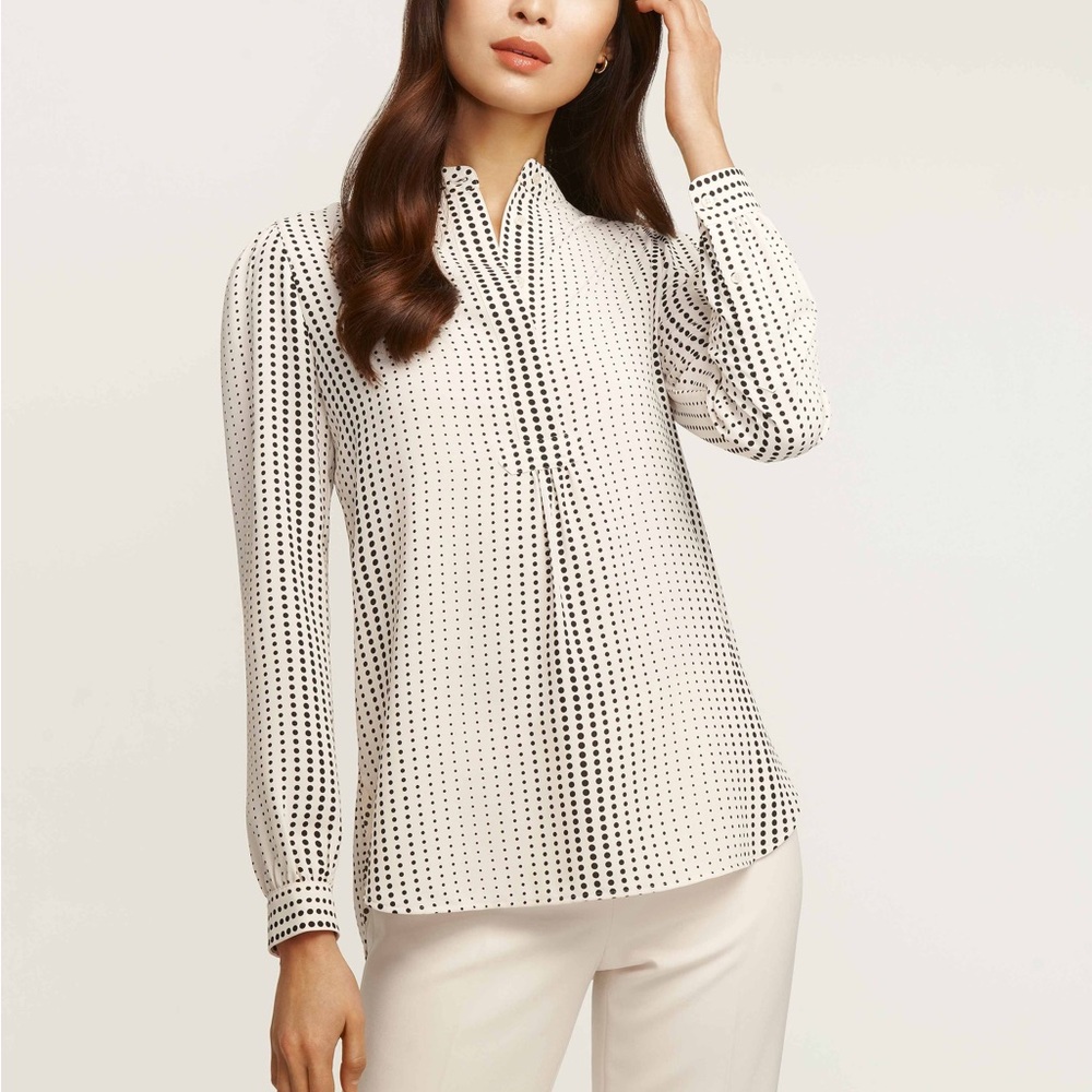 Anne Klein Florentine Dot Print Poet Blouse, L